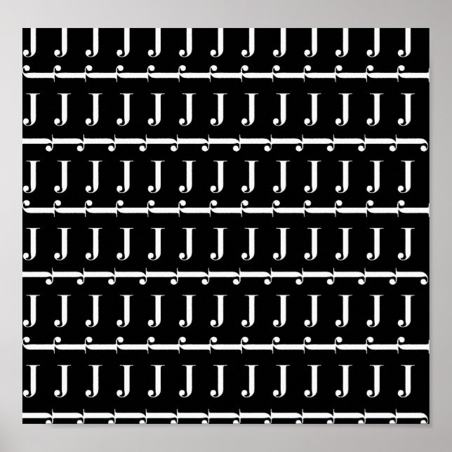 Initialmonogram Letter J, Choose background color Poster (Vorne)