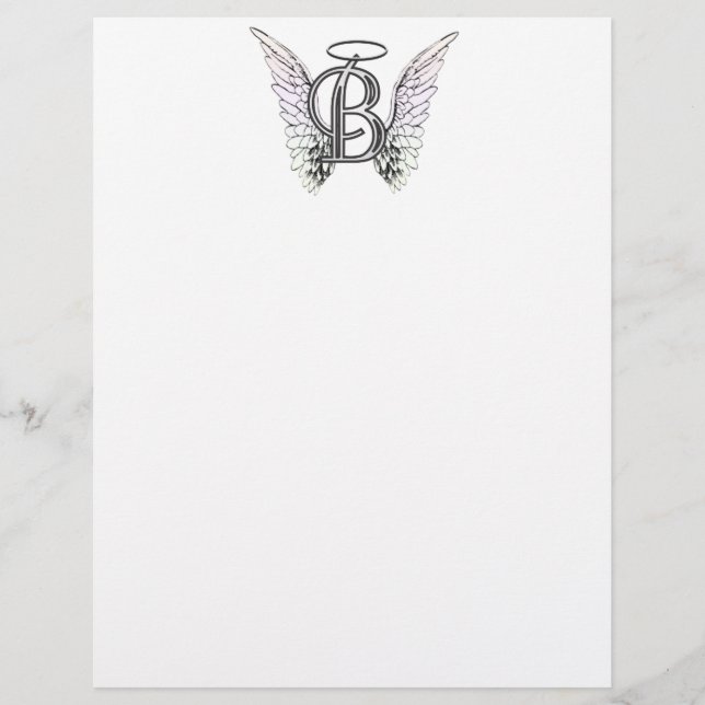 Initialmonogramm B mit Angel Wings & Halo (Vorderseite)