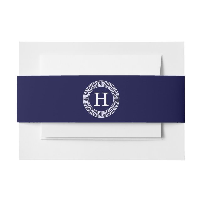 Initialmonogramm für den Navy Blue Whites griechis Einladungsbanderole (Vorderseite Beispiel)