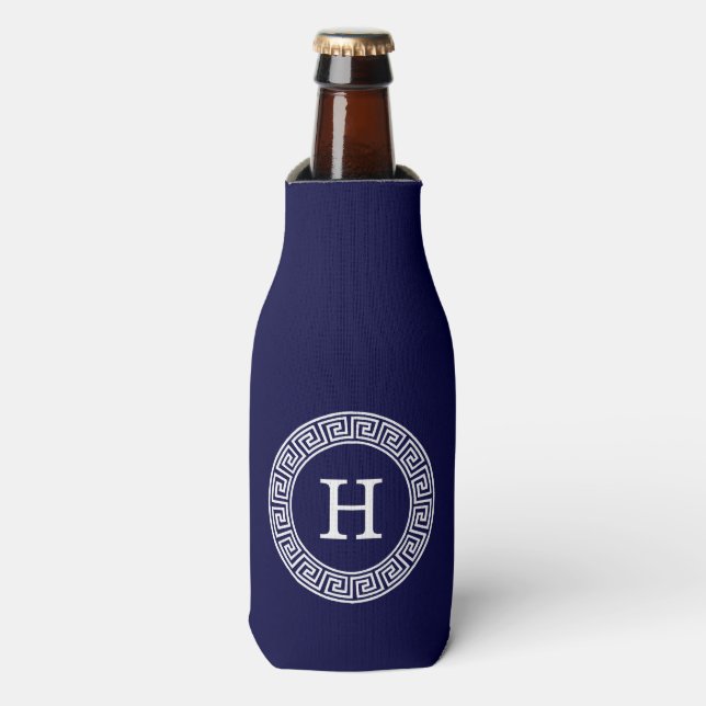 Initialmonogramm für den Navy Blue Whites griechis Flaschenkühler (Flaschenvorderseite)