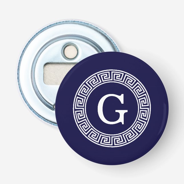 Initialmonogramm für den Navy Blue Whites griechis Flaschenöffner (Vorderseite)