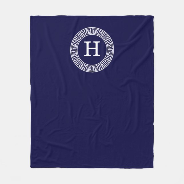 Initialmonogramm für den Navy Blue Whites griechis Fleecedecke (Vorderseite)