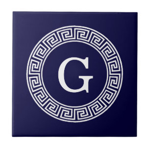 Initialmonogramm für den Navy Blue Whites griechis Fliese