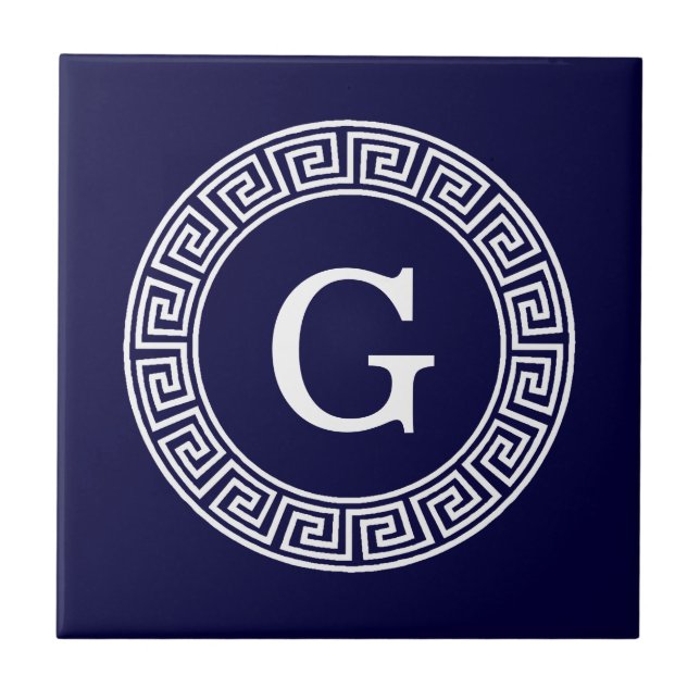 Initialmonogramm für den Navy Blue Whites griechis Fliese (Vorderseite)