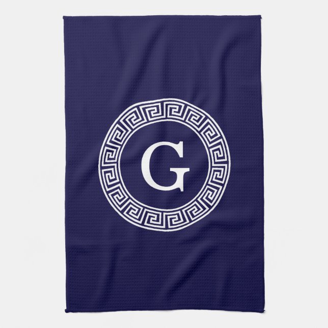 Initialmonogramm für den Navy Blue Whites griechis Handtuch (Vertikal)