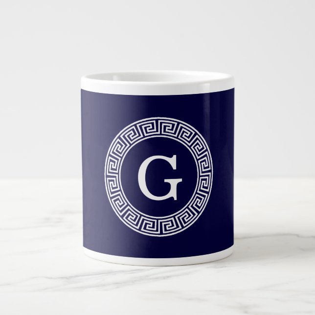 Initialmonogramm für den Navy Blue Whites griechis Jumbo-Tasse (Vorderseite)