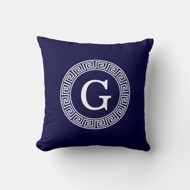 Initialmonogramm für den Navy Blue Whites griechis Kissen (Vorderseite)