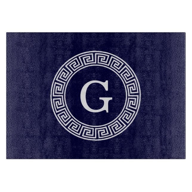 Initialmonogramm für den Navy Blue Whites griechis Schneidebrett (Vorderseite)