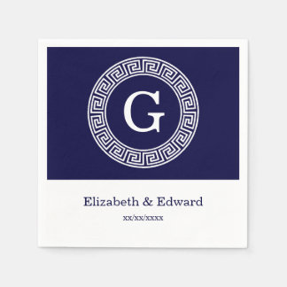 Initialmonogramm für den Navy Blue Whites griechis Serviette