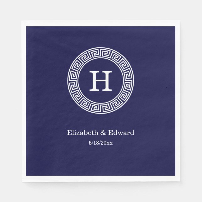 Initialmonogramm für den Navy Blue Whites griechis Serviette (Vorderseite)