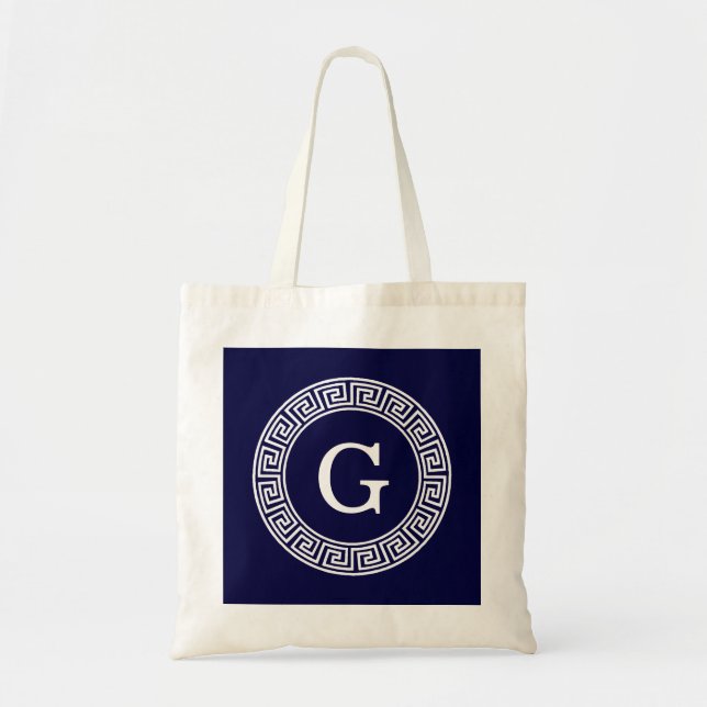 Initialmonogramm für den Navy Blue Whites griechis Tragetasche (Vorne)