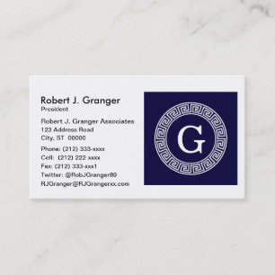 Initialmonogramm für den Navy Blue Whites griechis Visitenkarte