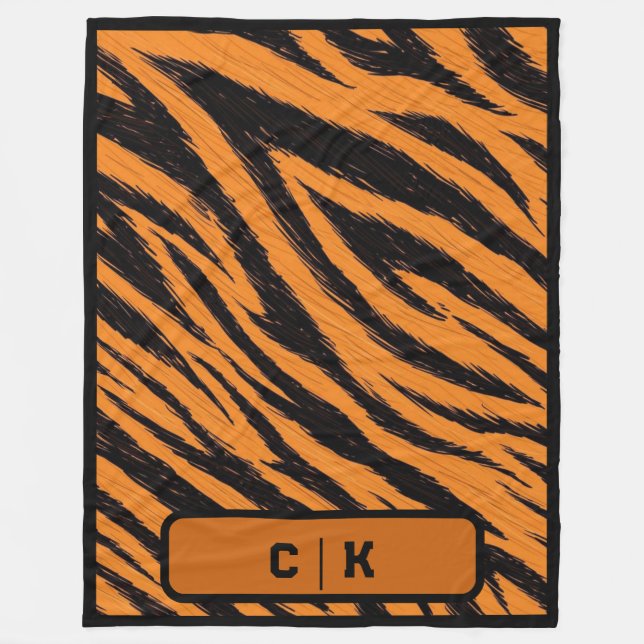Initialmonogramm für die Tigerstreifen-Skin-Printw Fleecedecke (Vorderseite)