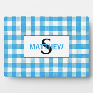 Initialmonogramm mit dem Namen Blau und Weiß Fotoplatte