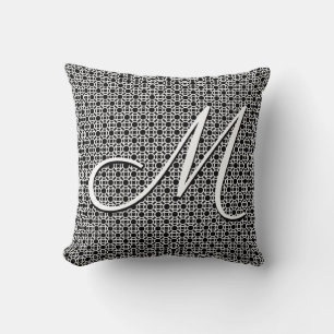 Initialmonogramm Schwarz/Weiß Kissen