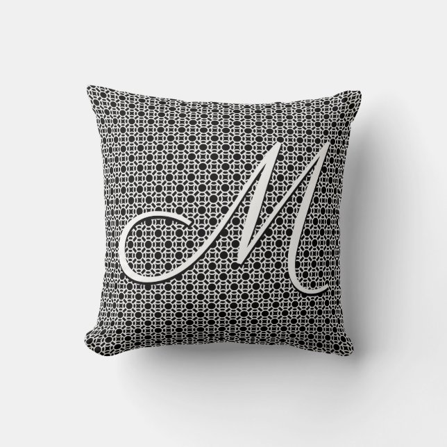 Initialmonogramm Schwarz/Weiß Kissen (Vorderseite)