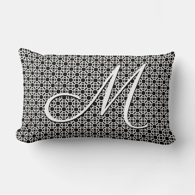 Initialmonogramm Schwarz/Weiß Lendenkissen (Vorderseite)