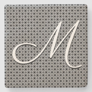 Initialmonogramm Schwarz/Weiß Steinuntersetzer