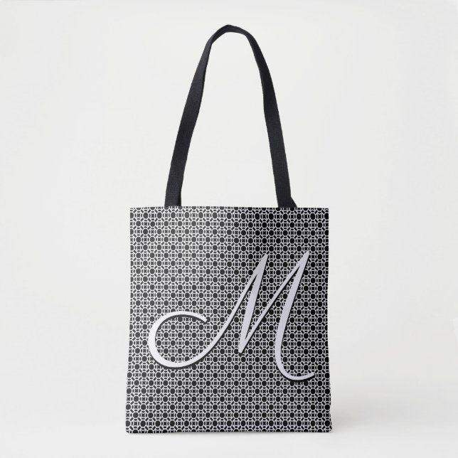 Initialmonogramm Schwarz/Weiß Tasche (Vorderseite)