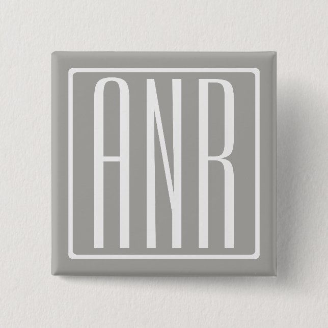 Initialmonogramm | Weiß auf hellgrau Button (Vorderseite)