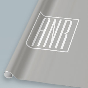 Initialmonogramm Weiß auf hellgrau Geschenkpapier