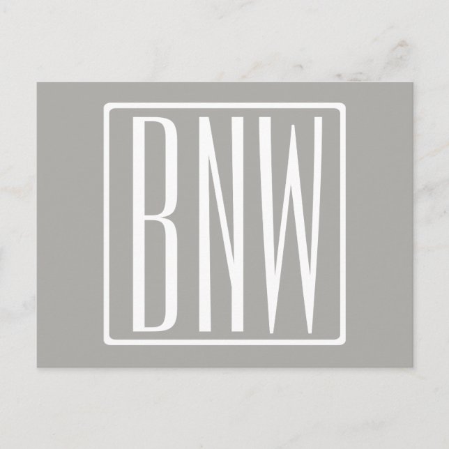 Initialmonogramm | Weiß auf hellgrau Postkarte (Vorderseite)