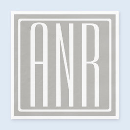 Initialmonogramm | Weiß auf hellgrau Serviette