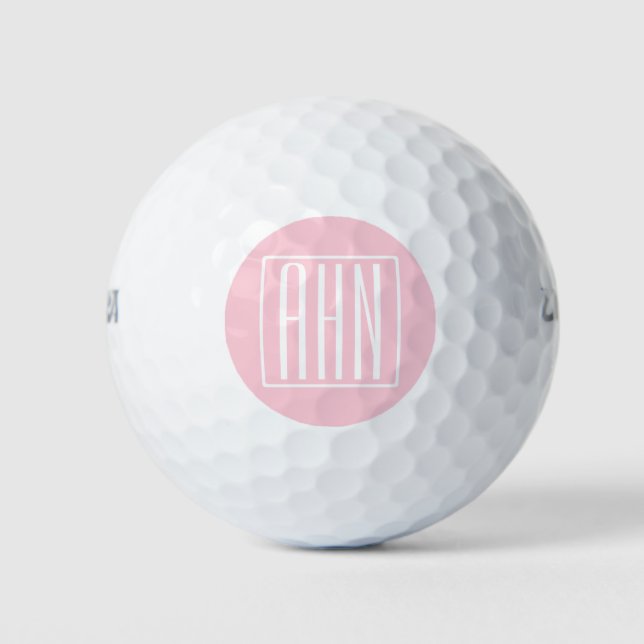 Initialmonogramm | Weiß auf hellrosa Golfball (Vorderseite)