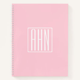 Initialmonogramm | Weiß auf hellrosa Notizbuch
