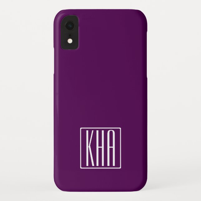 Initialmonogramm | White on Deep Lila Case-Mate iPhone Hülle (Rückseite)