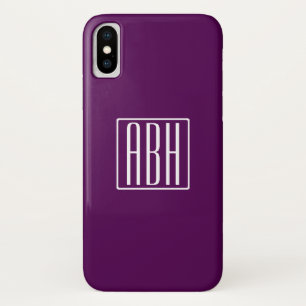 Initialmonogramm White on Deep Lila Case-Mate iPhone Hülle