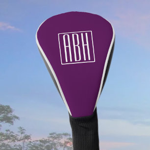 Initialmonogramm White on Deep Lila Golf Headcover