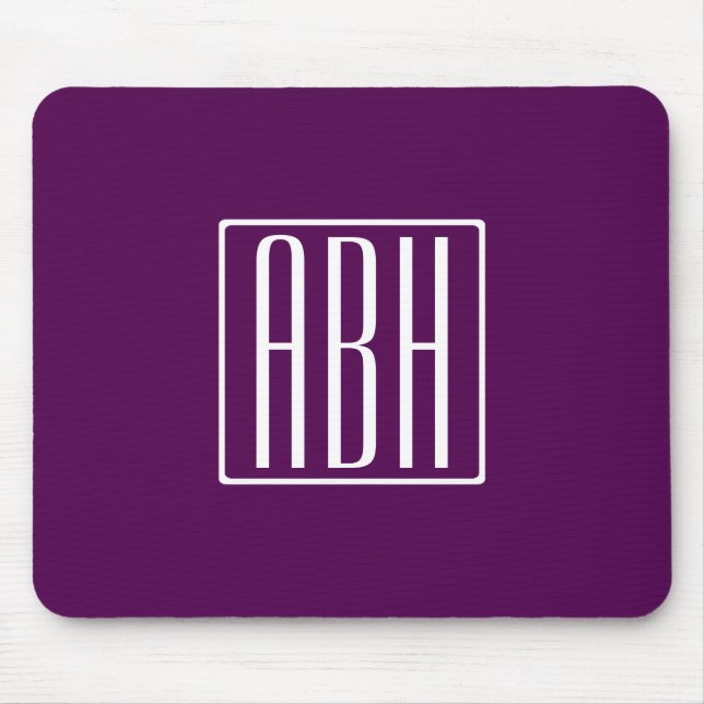 Initialmonogramm | White on Deep Lila Mousepad (Vorne)