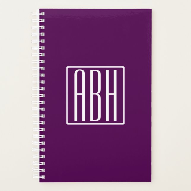 Initialmonogramm | White on Deep Lila Planer (Vorderseite)