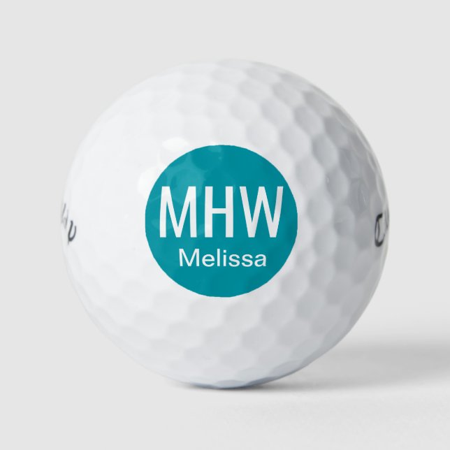 Initialname Aquamarin Golfball (Vorderseite)