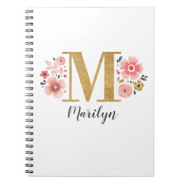 Initialname des eleganten Floral Monogramms Notizblock