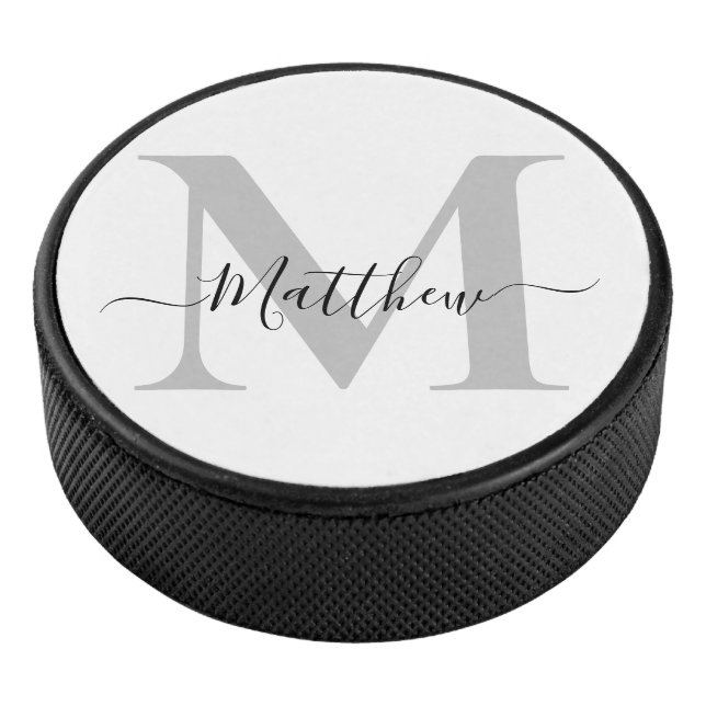 Initialname des Monogramms personalisieren Eishockey Puck (3/4)