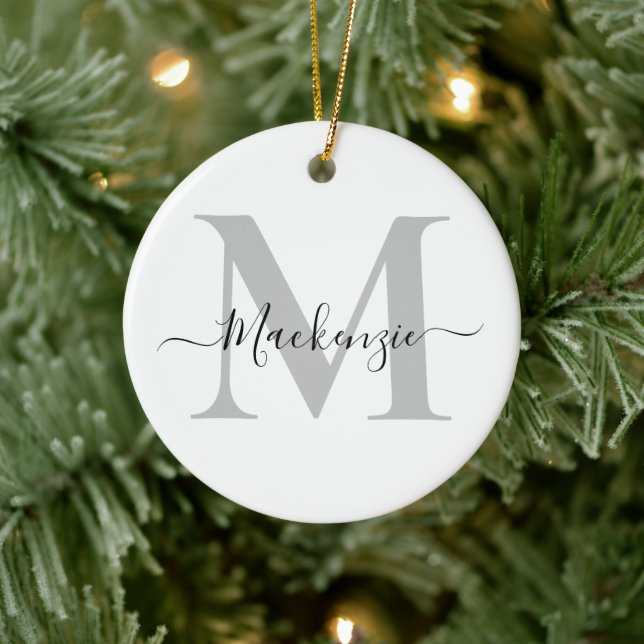 Initialname des Monogramms personalisieren Keramik Ornament (Baum)