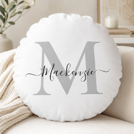 Initialname des Monogramms personalisieren Rundes Kissen