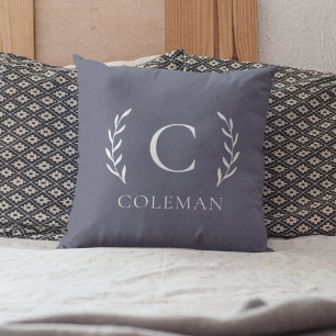 Initialname des rustikalen blauen Monogramms im Fr Kissen