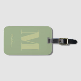 Initialname für das moderne Sage Green Minimal Mon Gepäckanhänger
