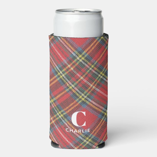Initialname, Stewart Tartan Kariert Selters Dosenkühler (Seltzer Vorderseite)