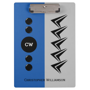 Initialnamen grau und blau hinzufügen klemmbrett