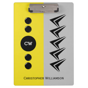 Initialnamen grau und gelb hinzufügen klemmbrett