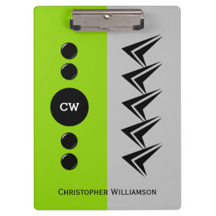 Initialnamen grau und grün hinzufügen klemmbrett