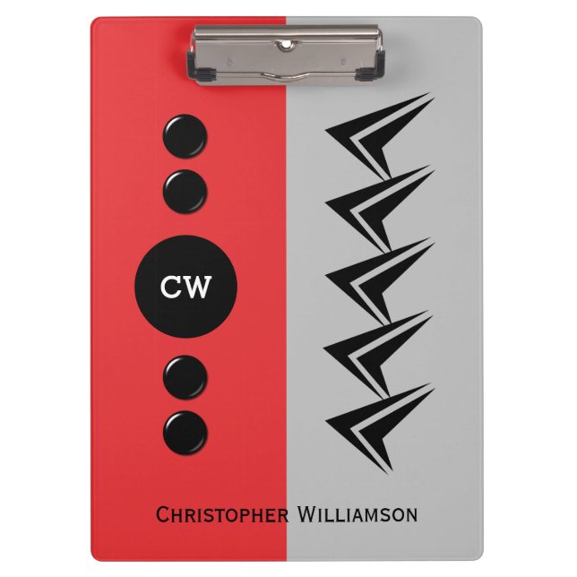 Initialnamen grau und rot hinzufügen klemmbrett (Vorderseite)