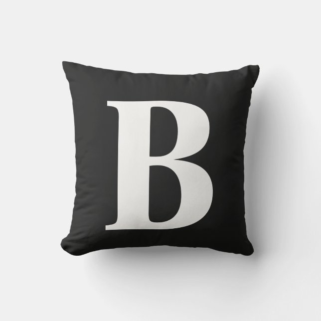 Initialpatio Schwarz-weiß Monogramm Kissen (Vorderseite)