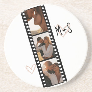 Initials 3 Foto Filmstrip mit Herz Getränkeuntersetzer