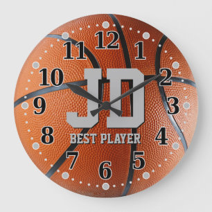 Initials - Bester Player Basketball-Wall-Uhr Große Wanduhr