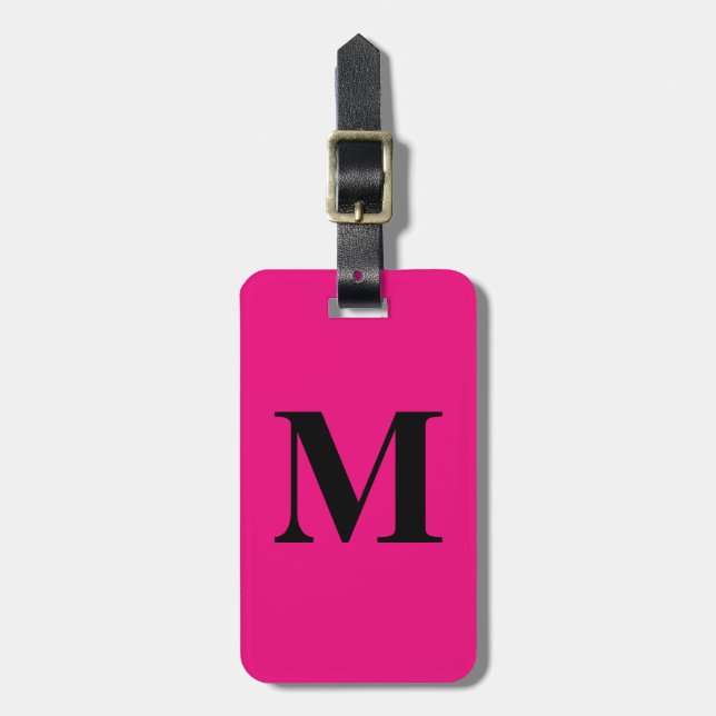 Initials-Gastgeschenk-Girl-Girl für die heiße rosa Gepäckanhänger (Vorderseite vertikal)